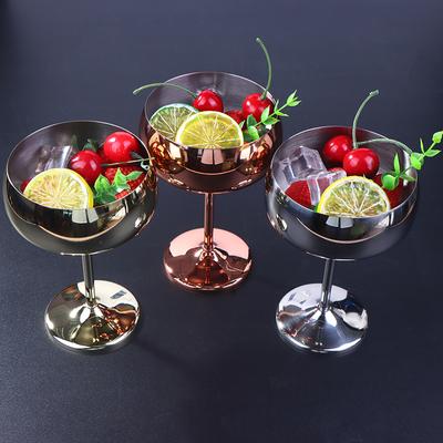1 Stück Edelstahl-Goblet Cocktail 450ml Metall Hohes Champagnerglas Unzerbrechlich Rotweinbecher Flötenbecher Bar Martini-Becher