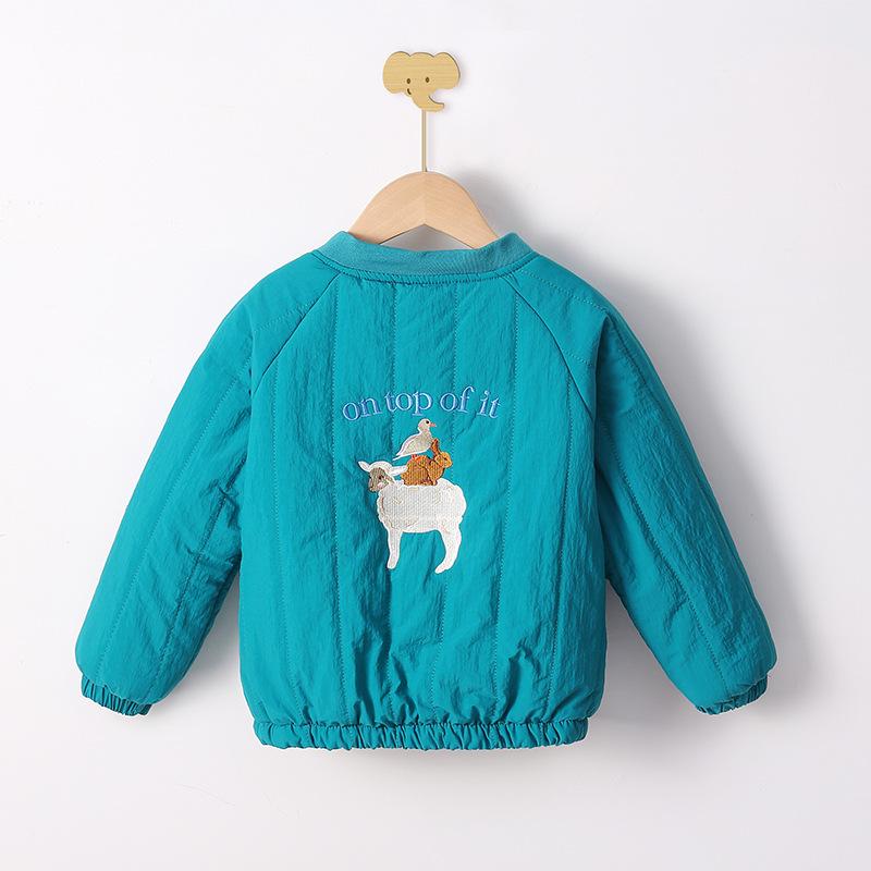 

Детская мода Пальто с хлопковой подкладкой Осенние и зимние куртки для мальчиков с хлопковой подкладкой Флисовые пальто для девочек 110cm зелёный