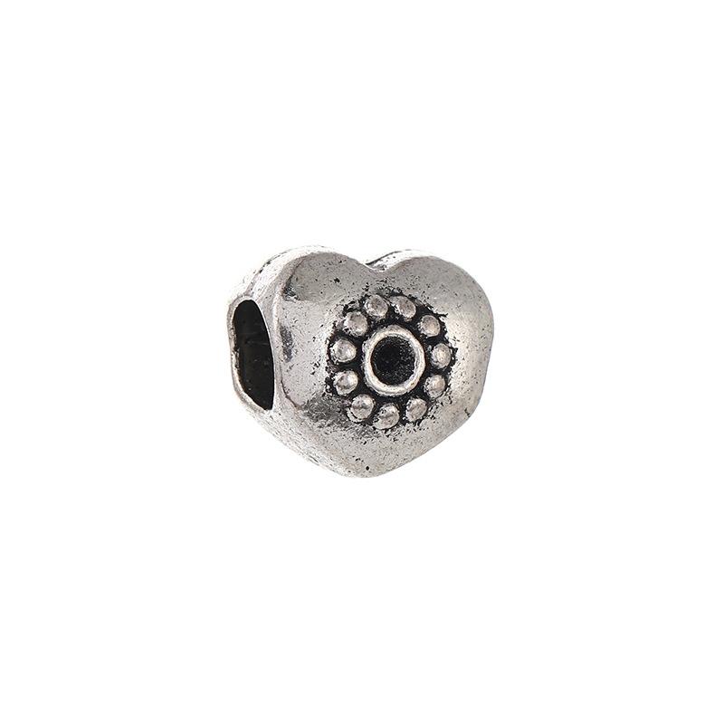 Diy Handmade Ancient Silver Tibetan Silver Jewelry Accessories, Multi-Style Pentagram Love Hole Beads, Bracelet, Alloy Bead Spacer Beads