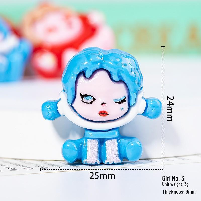 Cartoon Girl Resin Accessories: Cute Sitting Pose DIY Phone Case, Keychain, and Headwear Components