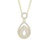 925 Sterling Silver Plated 14K Gold Water Drop Zircon Pendant Necklace - Women's Elegant Daily Jewelry