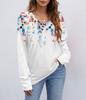 Europe, America wish Amazon independent station autumn and winter new V-neck printing long-sleeved women's T-shirt top