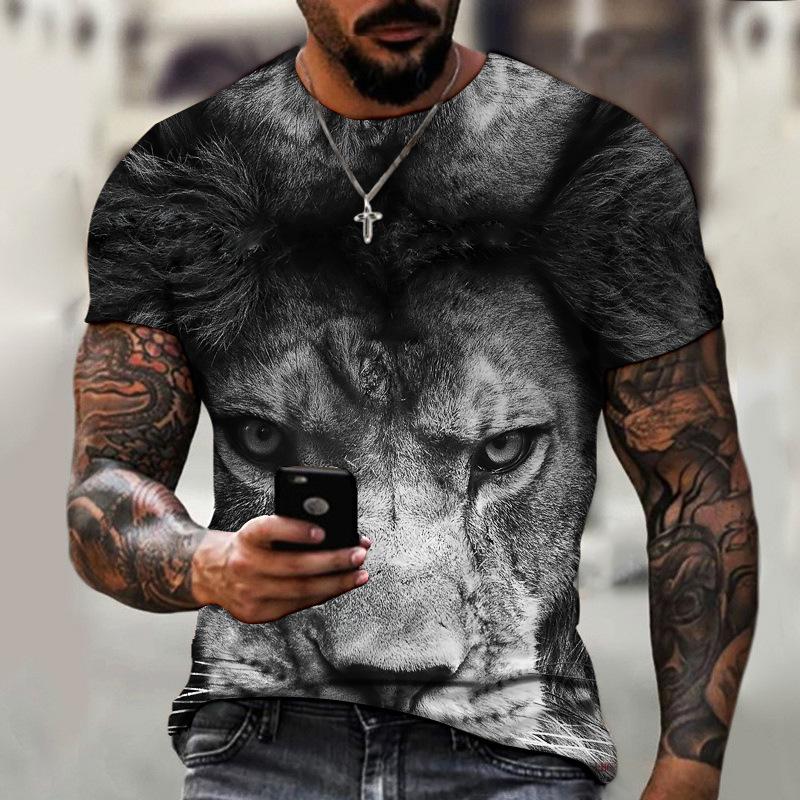 2025 summer men's printed casual round neck short-sleeved 3D breathable and comfortabe