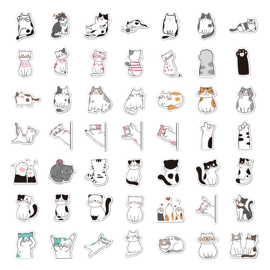 Cat Stickers 100 Mobile Phone Water Cup Computer Notebook Decoration Waterproof Cute Cat Stickers