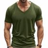 Herren T-Shirt mit V-Ausschnitt, lässig, Slim Fit, kurzärmelig, weich, leicht, einfarbig