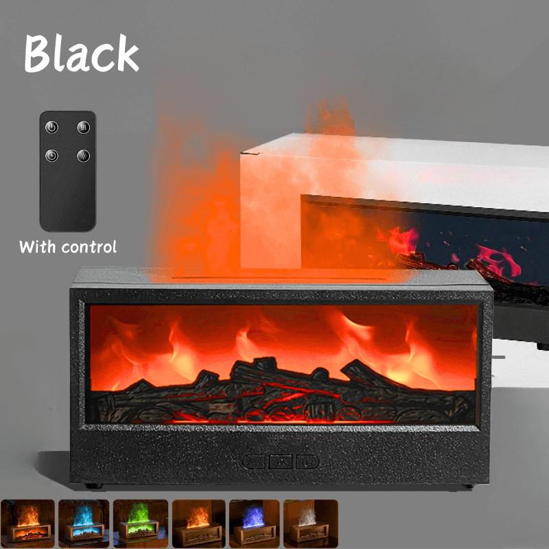 

Камин с 7-цветным пламенем, увлажнитель воздуха с пультом дистанционного управления для дома, тихий увлажнитель воздуха для ароматерапии, симуляция нового продукта чёрный