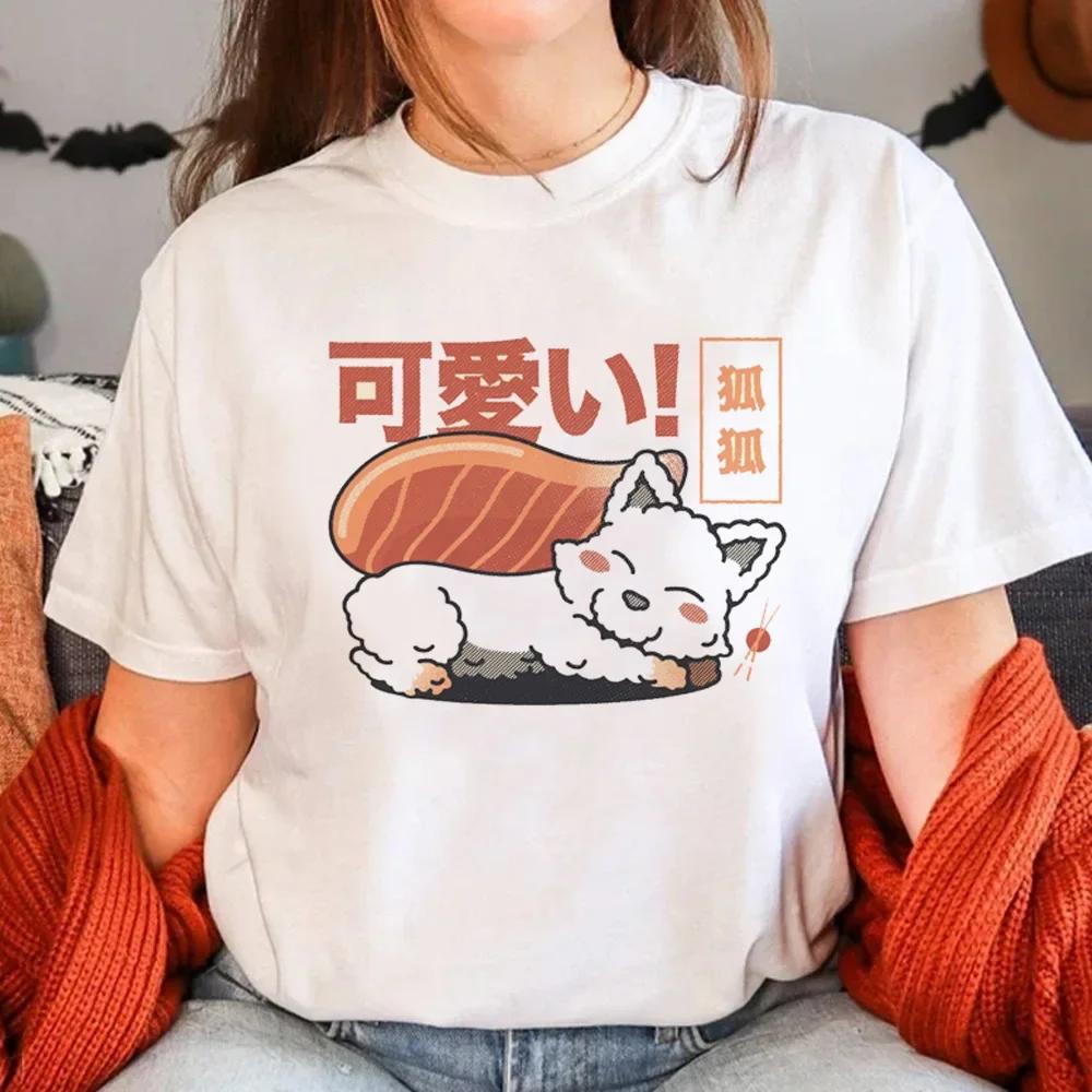 Sushi Tshirt Women Summer T-shirts Female Manga 2000s Clothing Graphic T Shirts Aesthetic Clothes Fashion Harajuku Personality
