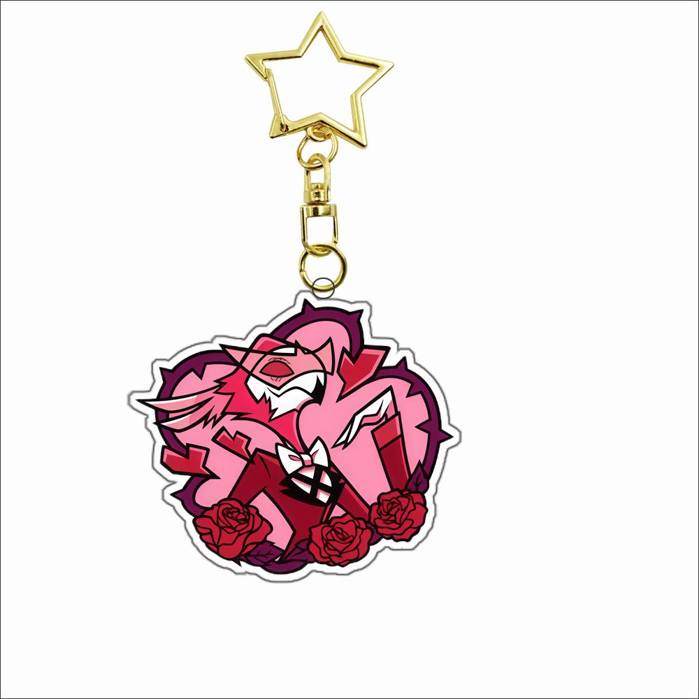 Acryl Schlüsselanhänger für Helluva Boss Verosika Mayday Satan Emberlynn Pinkle Ozzie Loona Glitz Glam Anime Acryl Schlüsselanhänger Anhänger