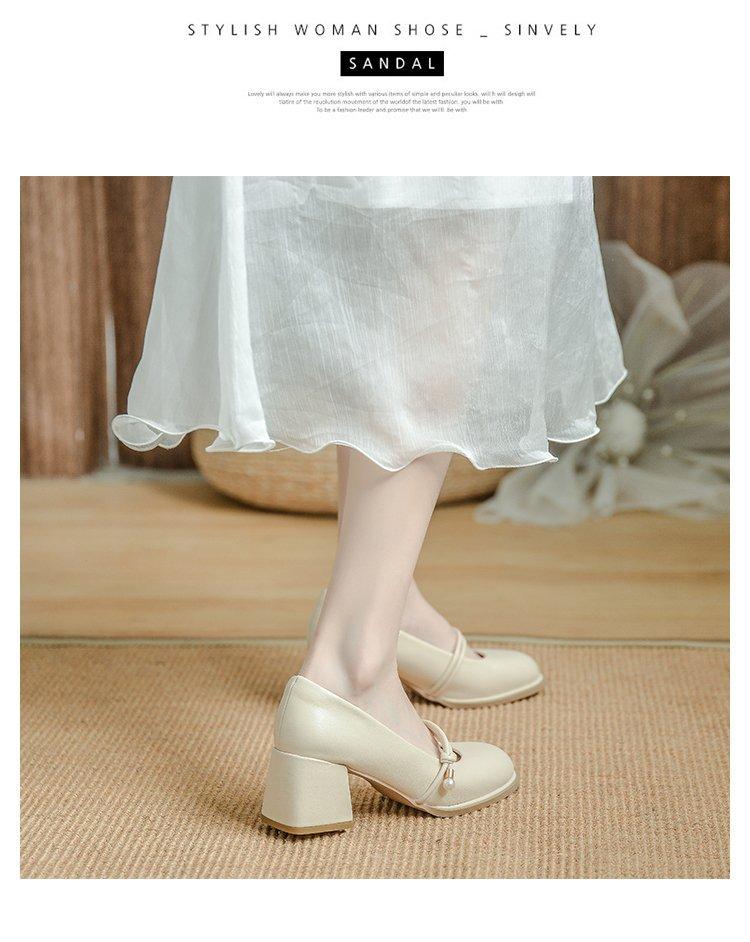 French Mary Jane Small Leather Shoes 2025 Temperament Fairy Style Versatile Thick Heel High Heels Women's Single Shoes High-end Skirt