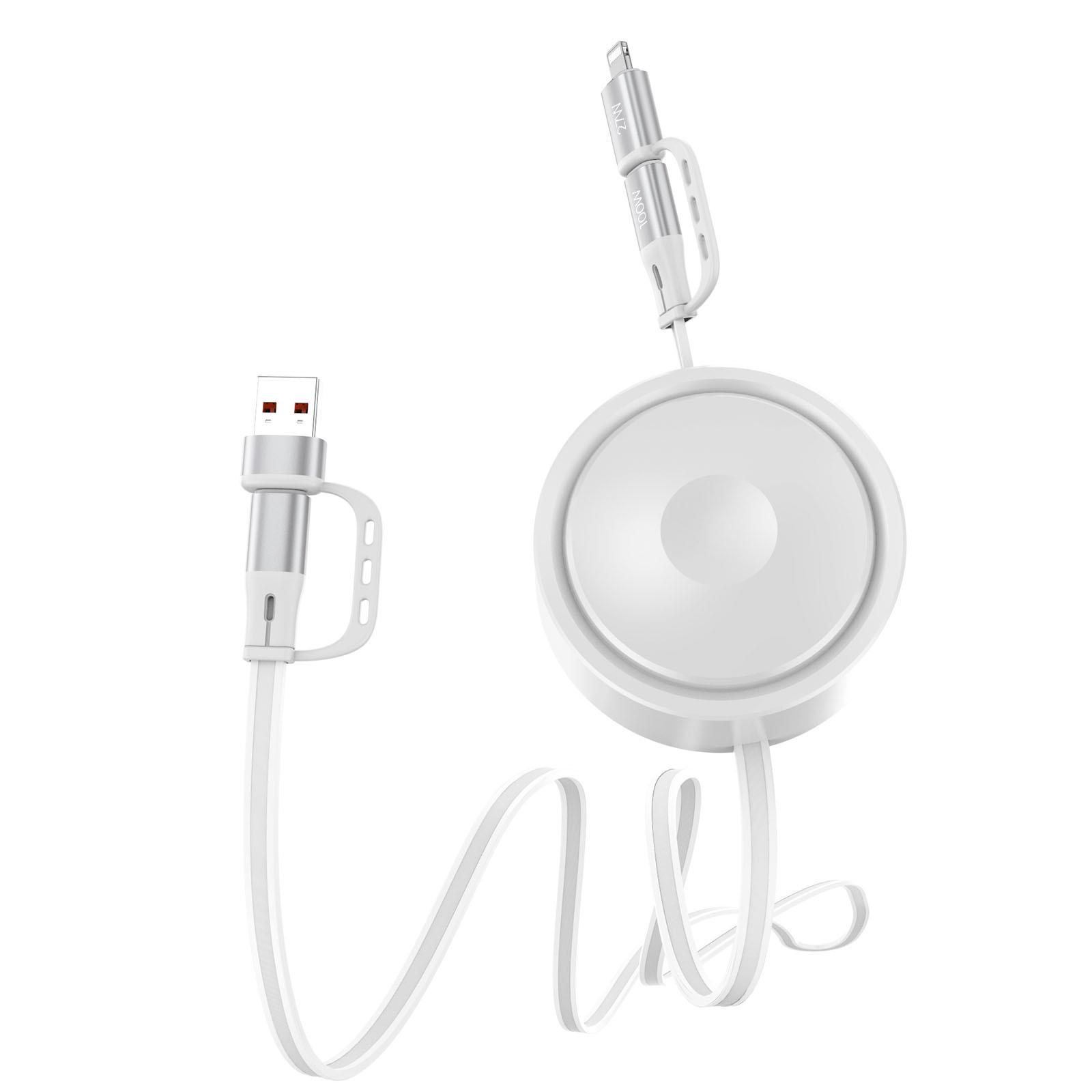 

360° Rotating 100W Retractable Charging Cable for Apple, Type-C, Tablet, Watch, Phone