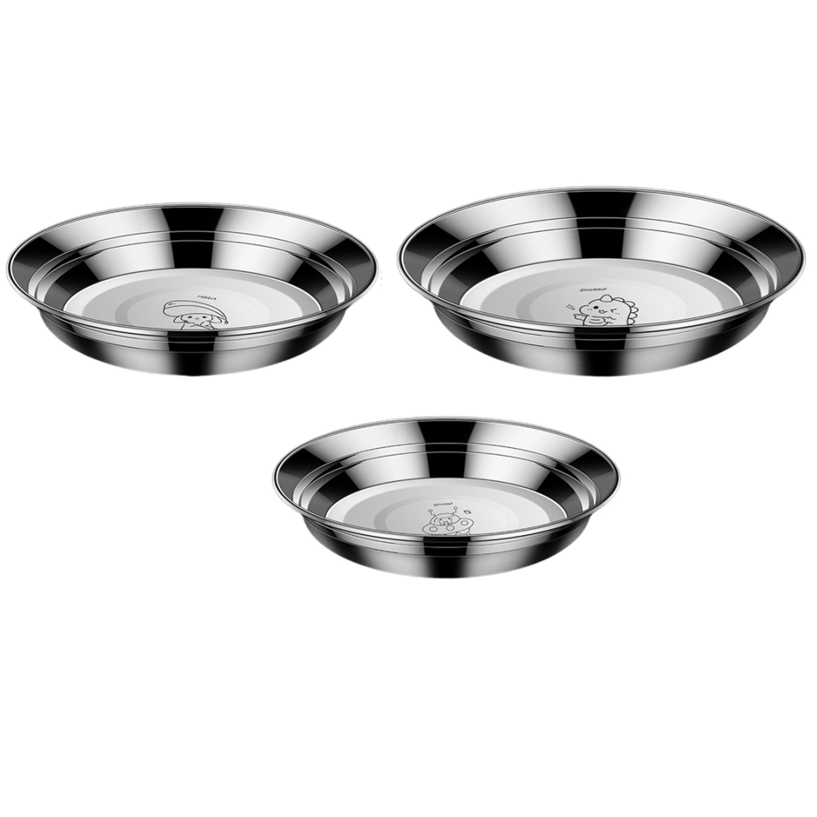 

Набор из 3 обеденных тарелок из нержавеющей стали 316, углубленное блюдо с защитой от проливания и укрепленными краями, металлическая столовая посуда