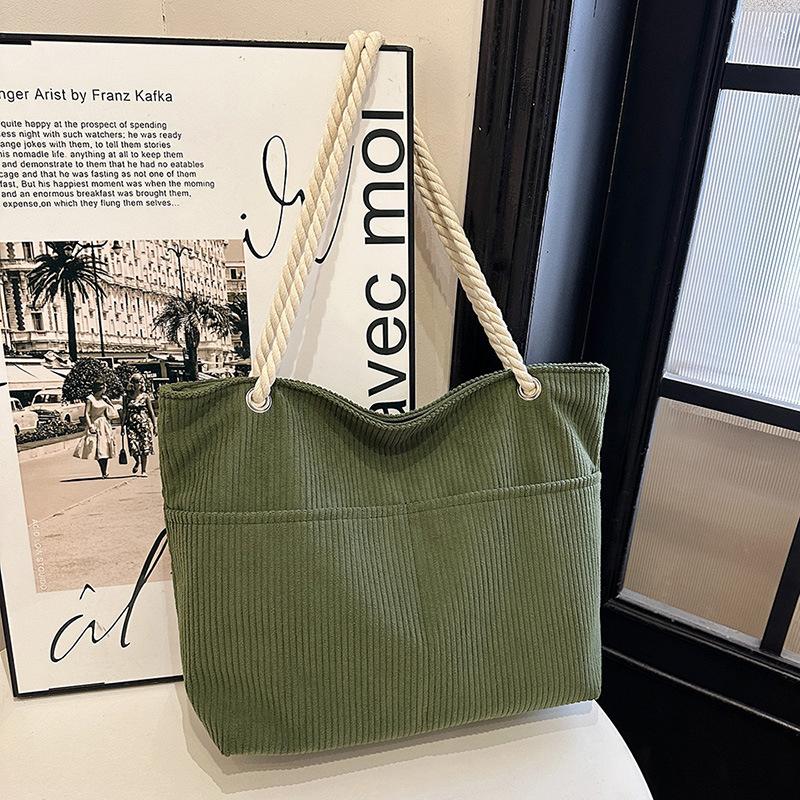 Bag Large Capacity Women's Korean Version One-shoulder Fashion Casual Retro Art Corduroy Women's Bag Simple Women's Bag Tote Bag