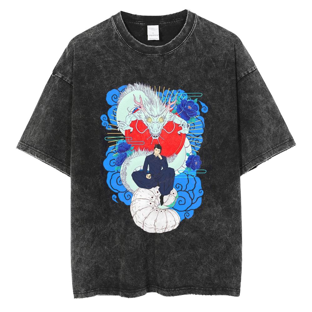 Anime Jujutsu Kaisen Geto Suguru Graphic T-shirt Men Vintage Washed Tshirts Casual Cotton Tee Harajuku Male Oversized T Shirt