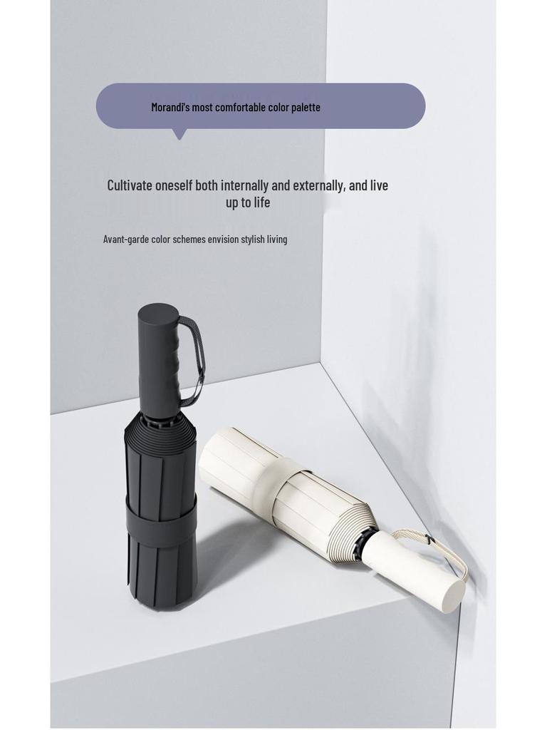 Three-Fold 20-Rib Black Glue Automatic Windproof Sun and Rain Umbrella for Customization