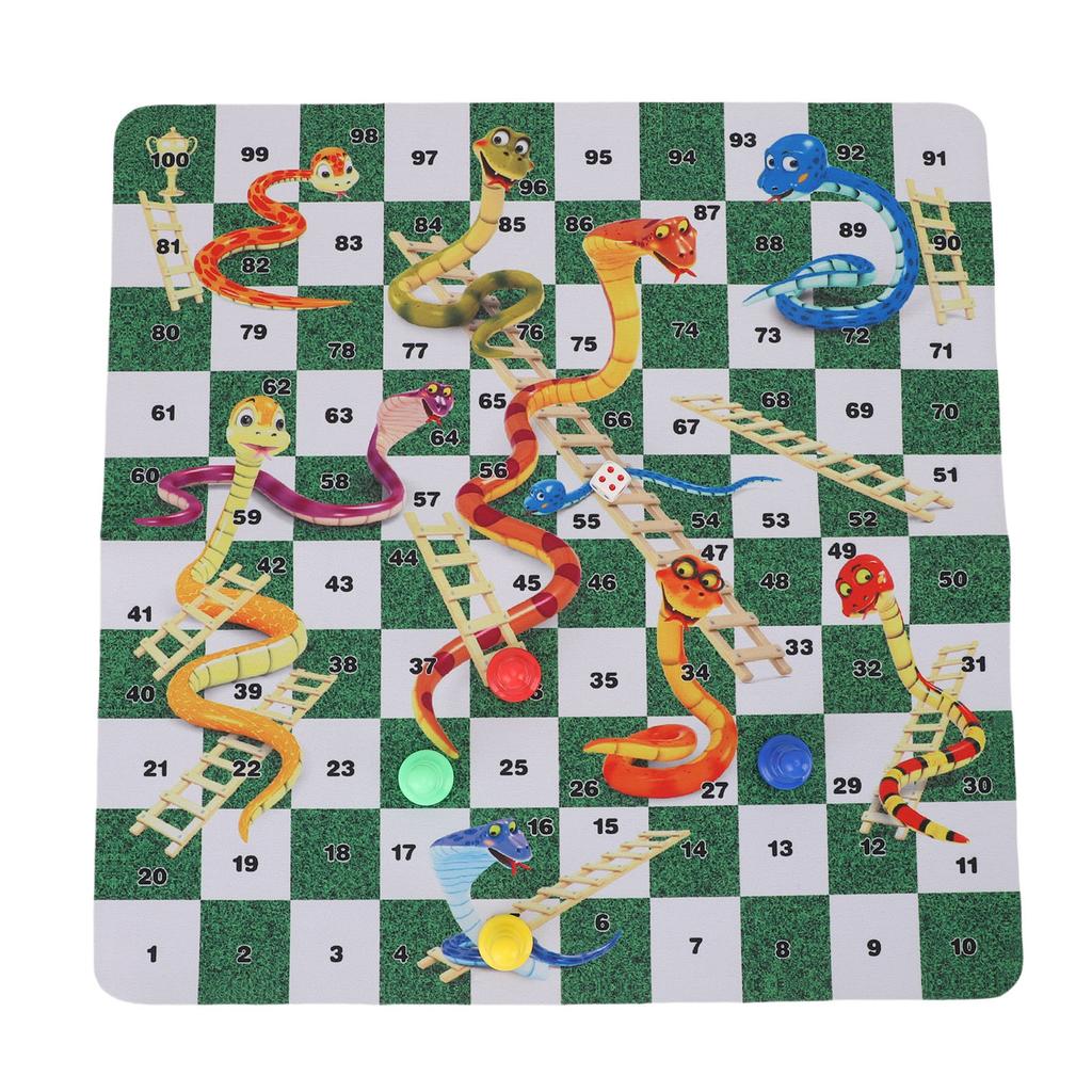 Snakes and Ladders Board Game Set 35cm Rubber Portable Board Game Set for Home Travel Picnic