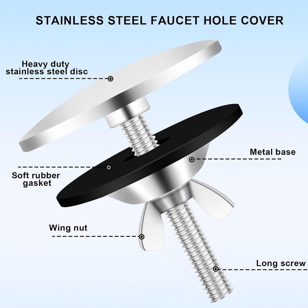 Kitchen Sink Hole Cover 2 Inch Stainless Steel Faucet Hole Cover Tap Hole Plate Stopper Sealed Decoration Hole Cover Kitchen Blanking Metal Plug