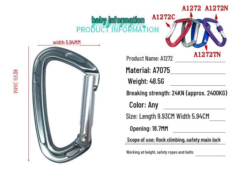 25KN D-Shaped Auto-Lock Carabiner – Aviation Aluminum Alloy for Outdoor Climbing