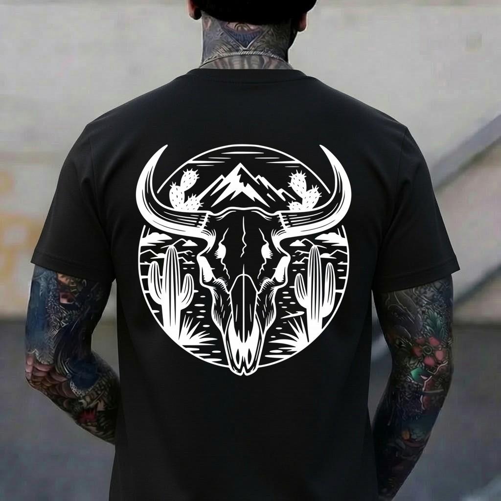 Bullskull, Rustic Howdy, Bull Skull, Bull Head Long Sleeve T-Shirt 3XL