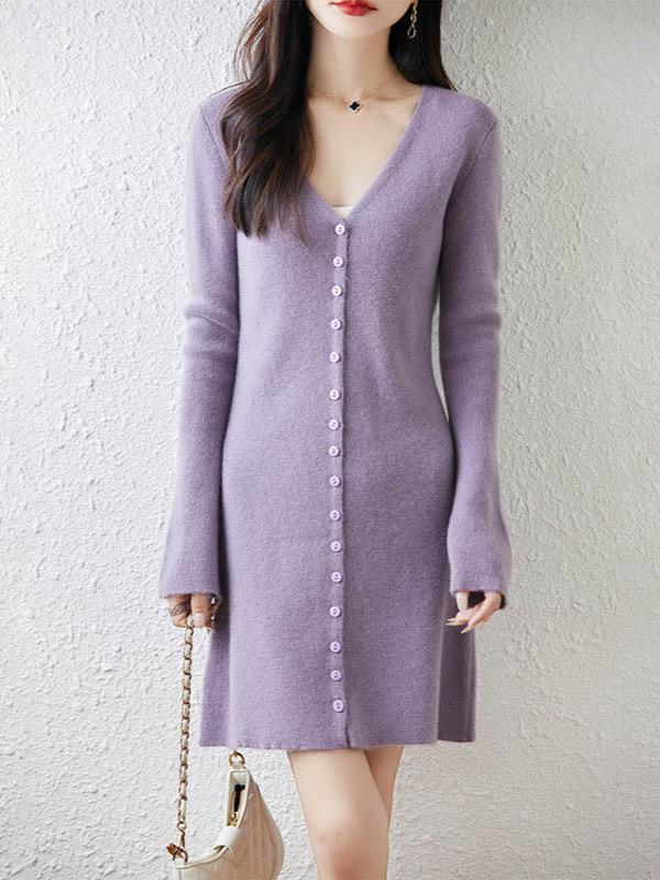 2026 Autumn/Winter Women's V-Neck Flare Sleeve Slimming Knit Top