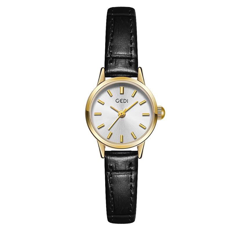 Gedi Elegancki Zegarek Damski z Małą Tarczą - Wykwintny Design z Skórzanym Paskiem dla Studentek
