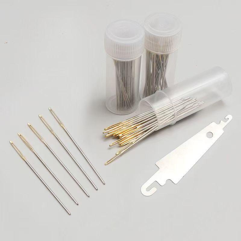 31PCS Cross Stitch Gold Tail Needle Dull Head Round Tip Needle Handmade General Three-strand Embroidery Needle