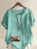 Women's Fashion Couple Bear Print Round Neck Short Sleeve T-shirt Summer Casual Cotton Linen Graphic Shirt Leisure Loose Blouse Tops