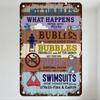 Vintage Humorous Hot Tub Rules Metal Tin Sign Rusty Edge Retro Distressed Wall Plaque for Man Cave Bar Home Decor with Whimsical