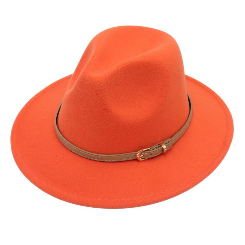 Fedora Spring And Summer Small Belt Felt Hat Percussion Performance Jazz Hat Woolen Top Hat Big Eaves Hat