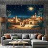 1 Bethlehem Star Christmas Background Banner - Peaceful Night Sky and Palm Tree Design, Multiple Sizes To Choose from