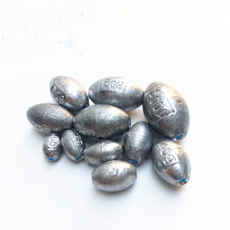 Olive-Shaped Anti-Snag Fishing Lead Sinker with Through-Hole for Long Cast Rods.