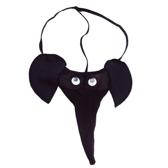 Men Elephant Thong Breathable Funny Bulge Pouch Elastic Moisture Wicking Pornographic Soft Long Elephant Nose Men G String for Inside Wear