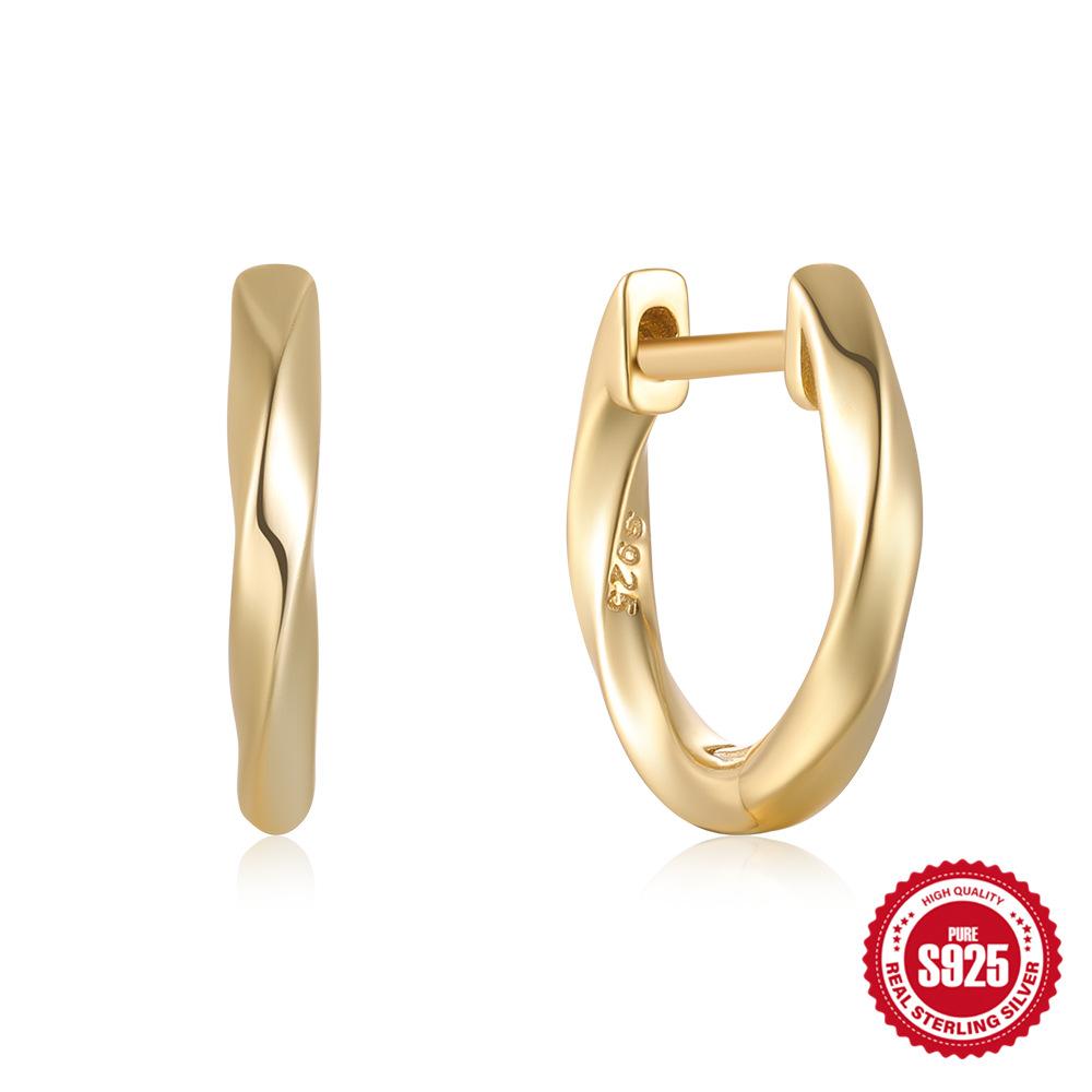 Simple Style S925 Sterling Silver Personality Size Diamond Leaf Glossy Luxury Earrings Ear Buckles Earrings Huggie