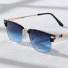 Trendige quadratische Sonnenbrille Damen Herren Vintage Halbrahmen Farbverlauf Gläser Sonnenbrillen für Herren Outdoor Sport Brillen UV400