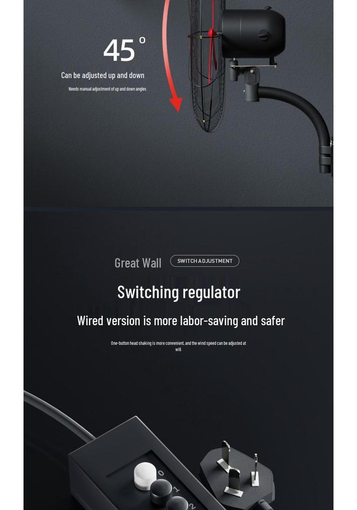 Great Wall Industrial High-Power Wall-Mounted Electric Fan with Wired Control