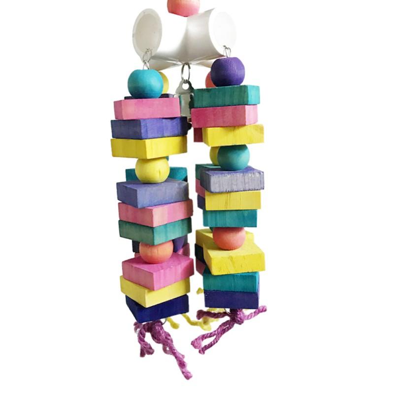 WTEMPO Building Blocks Toys For Small Medium And Large Parrots Pet Rainbow Bite String Toys Ladders 
