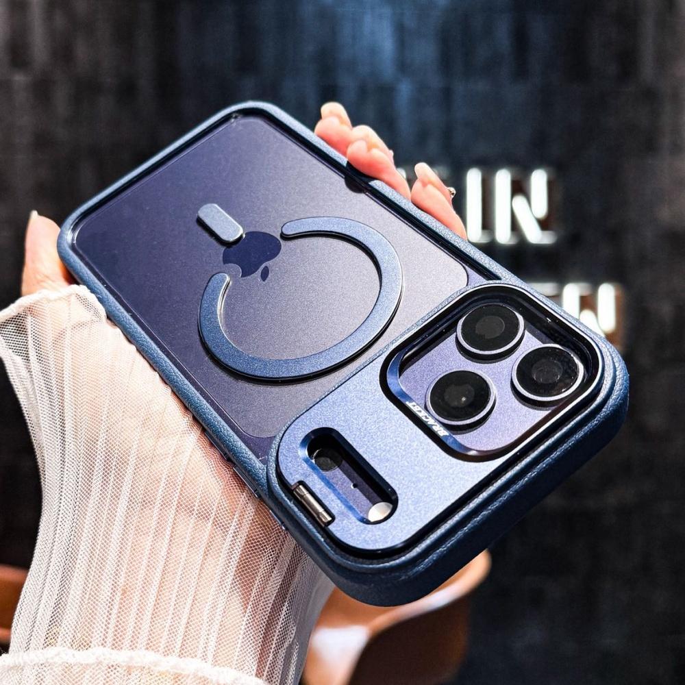 Glass Protection Lens Holder Magnetic Clear Case For For Iphone 17 16 1 14 13 Pro Max Flod Bracket For Leather Bumper Cover