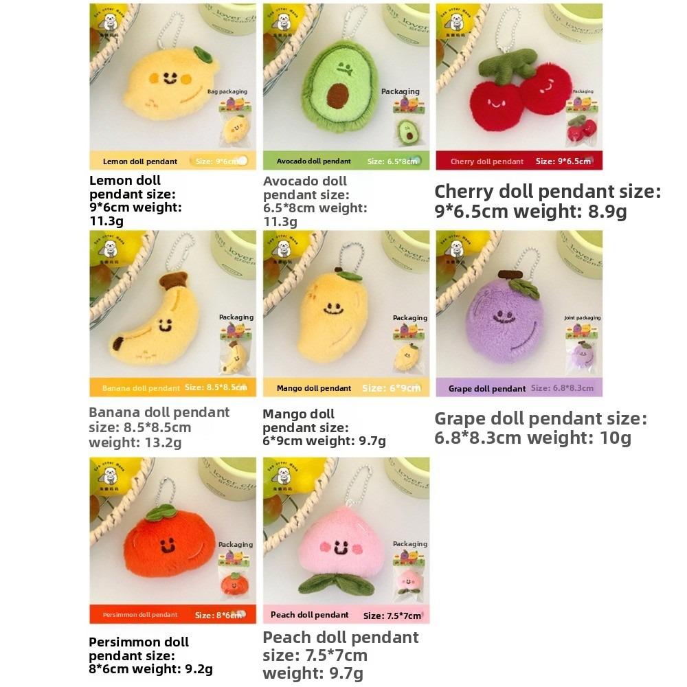 New Cartoon Fruit Plush Doll Keychain Cute Avocado Lemon Cherry Backpack Charm Mango Peach Banana Stuffed Pendant Birthday Gifts