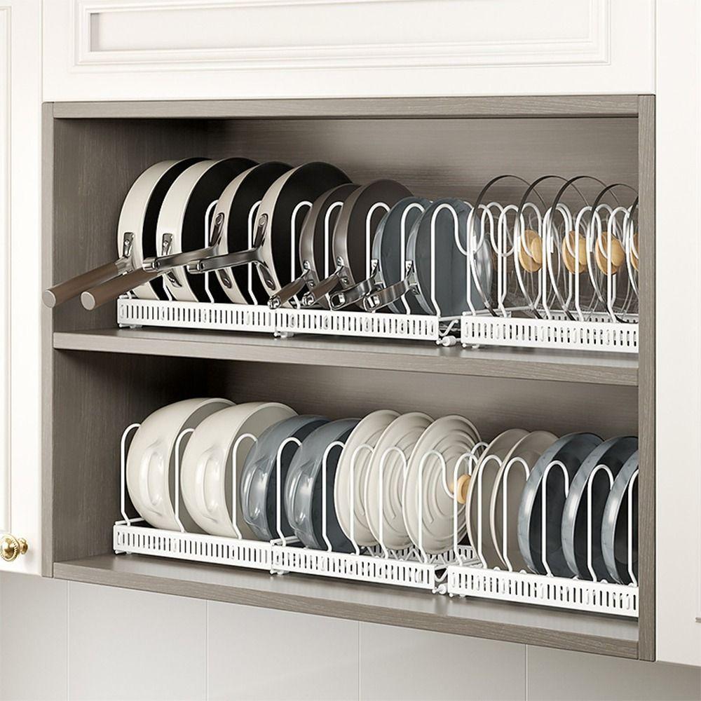 Carbon Steel Dish Drain Rack Adjustable Pot Lid Organizer Practical Kitchen Utensils Rack  Pantry