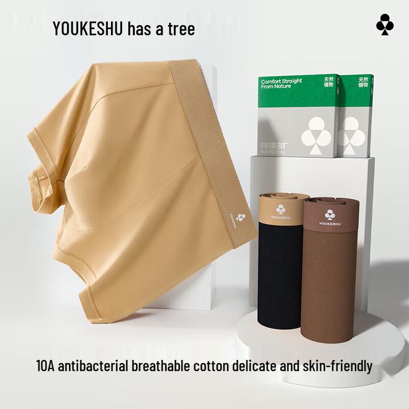 Youkeshu Men's Antibacterial Cotton Boxer Briefs