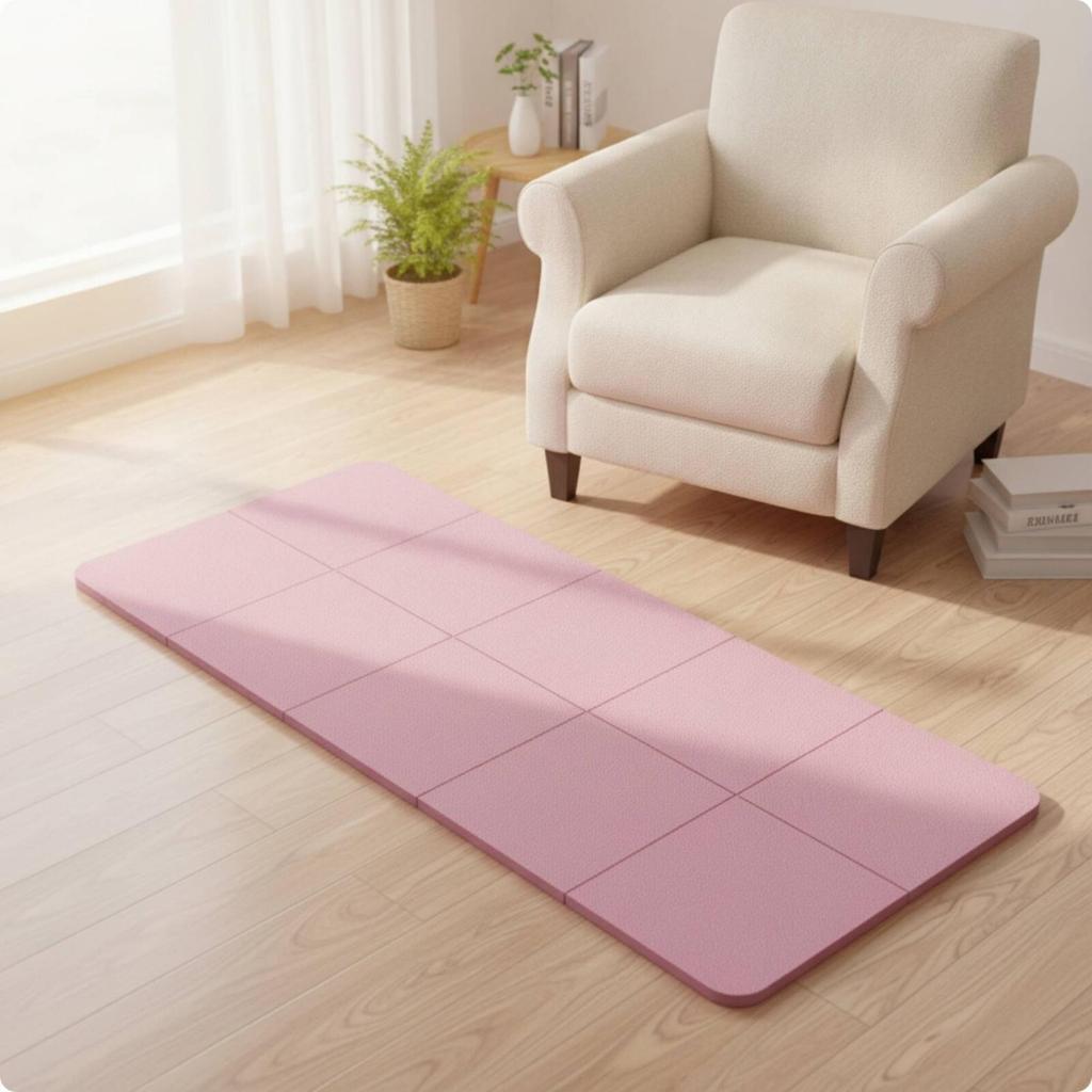 Foldable Fitness Mat Space-Saving with Carrying Bag Lightweight