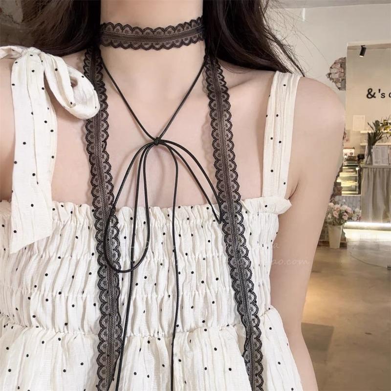 Bows, Pearl Strings, Silk Scarves, Summer Vacation Style, Atmosphere-enhancing Neckband Decoration, Hairband, Hair Ties