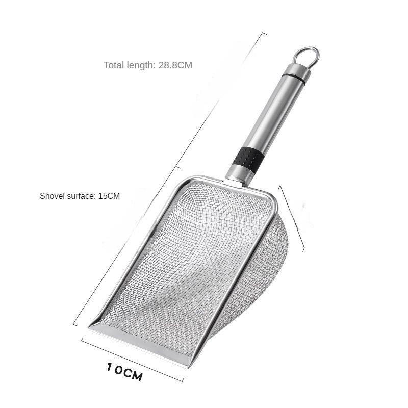 Pá para areia de gato Pá para buracos finos Ferramenta para cocô Minério de bentonita Aço inoxidável Rutina Pá para galinhas Ferramenta para gatos