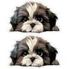 2pcs 5.12"x3.15" Cute Peeking Shih Tzu Puppy Decal Car Stickers - Scratch Blocking - Self-Adhesive Waterproof Decal, Used for Car, Laptop,