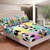 Cute Cartoon Panda Pattern Bed Hat Four-Piece Bedding Set Bedroom Dormitory Bedding Decoration