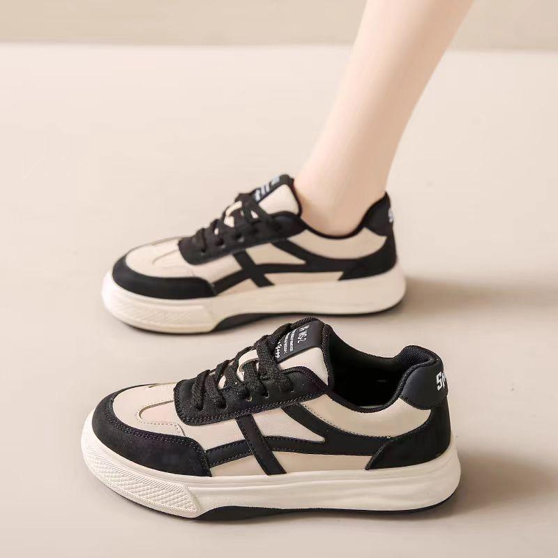 Thick baseplate shoes women's spring and autumn new women's shoes versatile student white shoes casual retro sports casual shoes