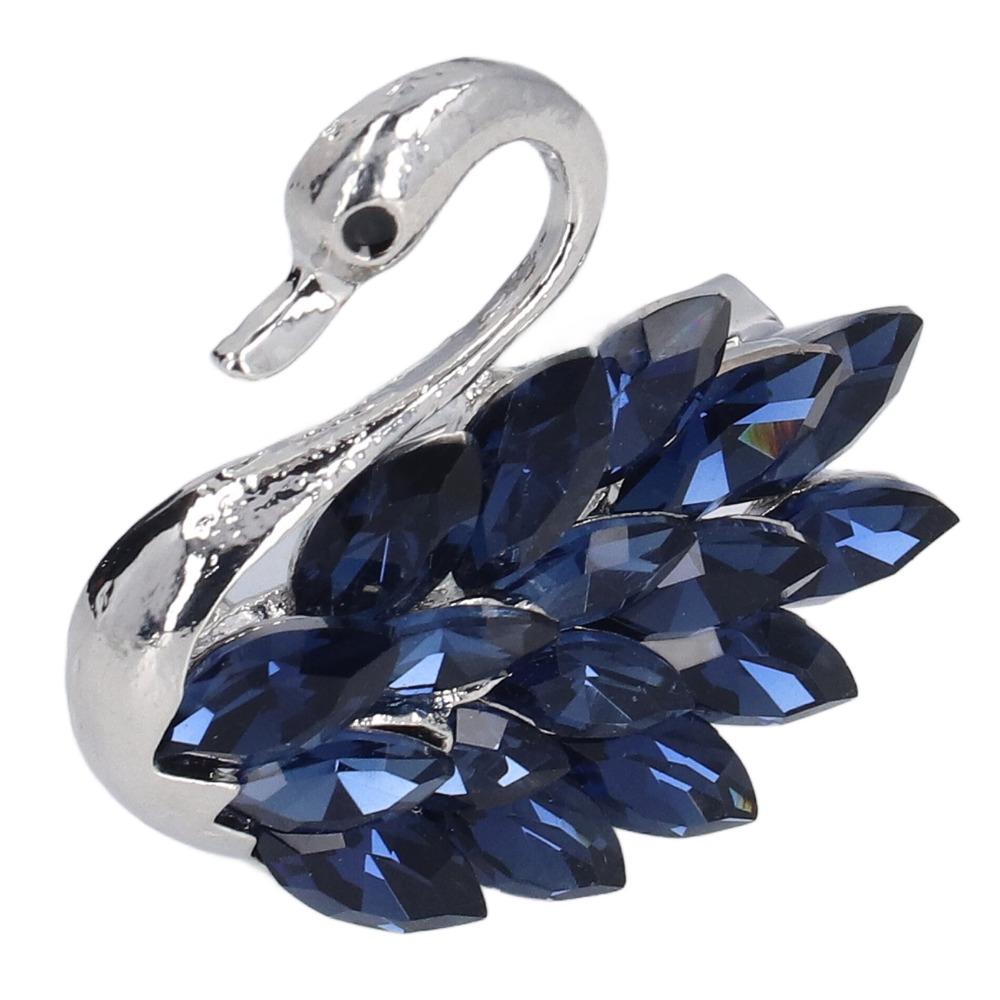 2pcs Alloy Material Swan Brooch Exquisite Craftsmanship Rhinestone Brooch Crystal Brooch  For Women