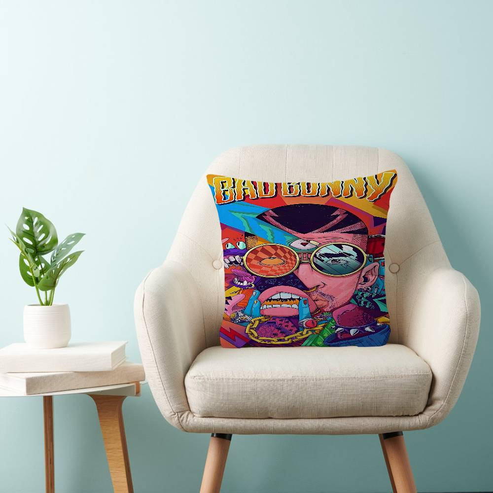 Pop Hip Hop Rapper Bad Bunny Pillowcases Home Bedding Decorative Pillow Cover Wedding Super Soft Pillow Case