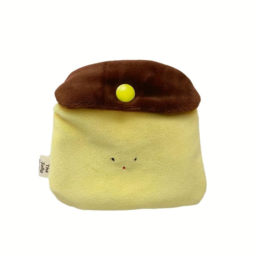 Caramel Pudding Shaped Coin Purse, Cute Mini Plush Storage Bag, Portable Headphones, ID Storage, Creative Small Items