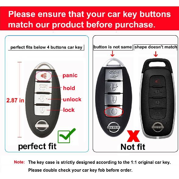 SUNCARACCL for Nissan Key Fob Cover with Leather Keychain, Soft TPU Full Protection Key Case Shell for Nissan Altima Maxima Rogue Armada Pathfinder