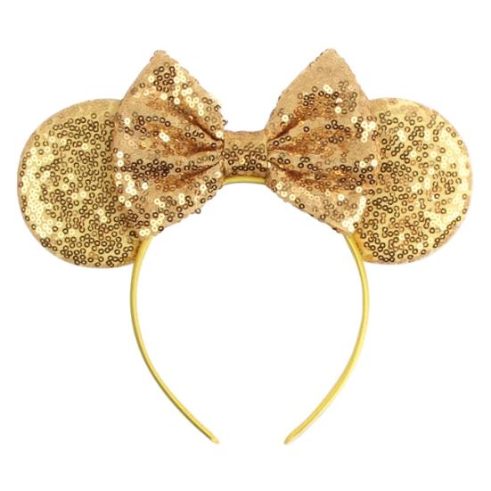 Mouse Ears Headband For Girls Adults 5'' Sparkly Sequin Bow Hairband Festival Party Travel DIY Hair Accessories